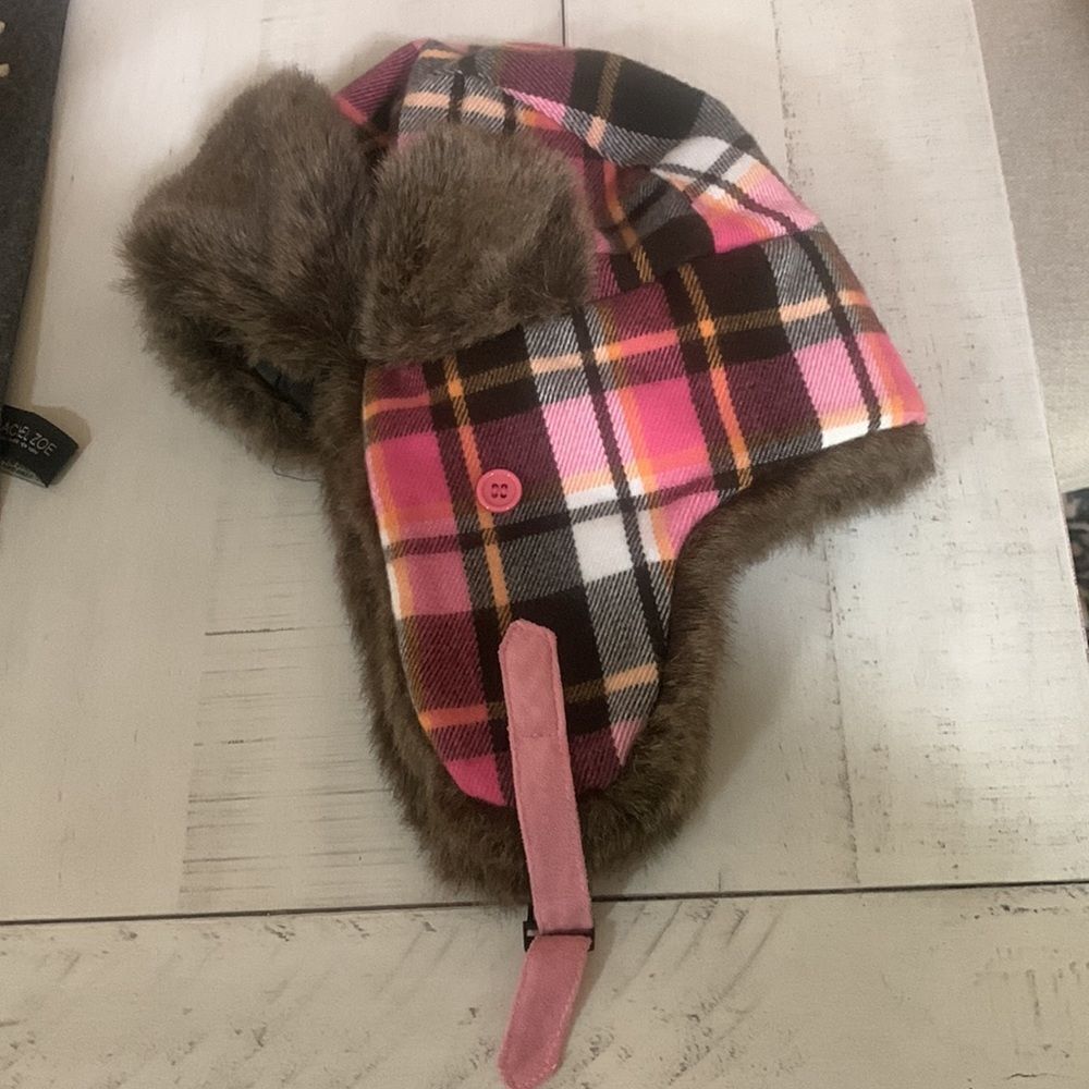 Pink Plaid Winter Hat - Picture 5 of 5